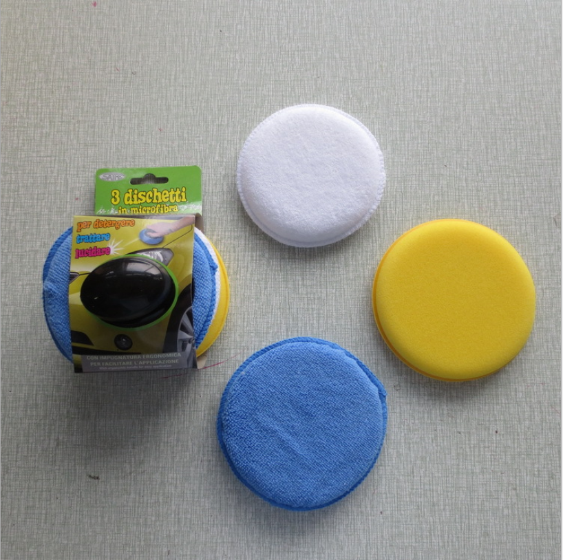 Car with handle waxed sponge car wash sponge block beauty cleaning sponge polished round sponge wipe 5\&#034;