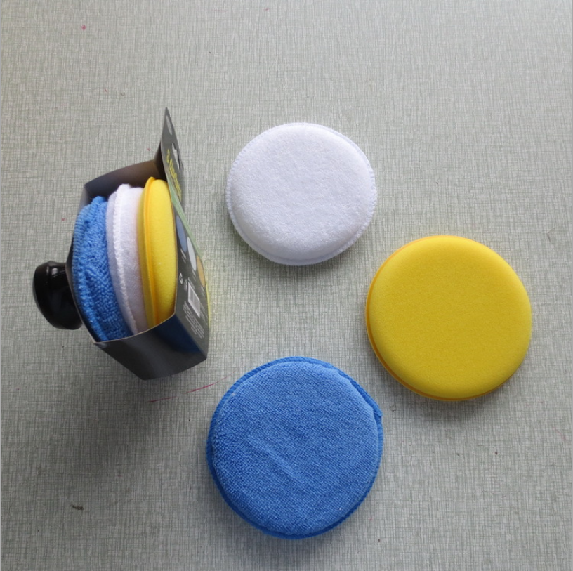 Car with handle waxed sponge car wash sponge block beauty cleaning sponge polished round sponge wipe 5\&#034;