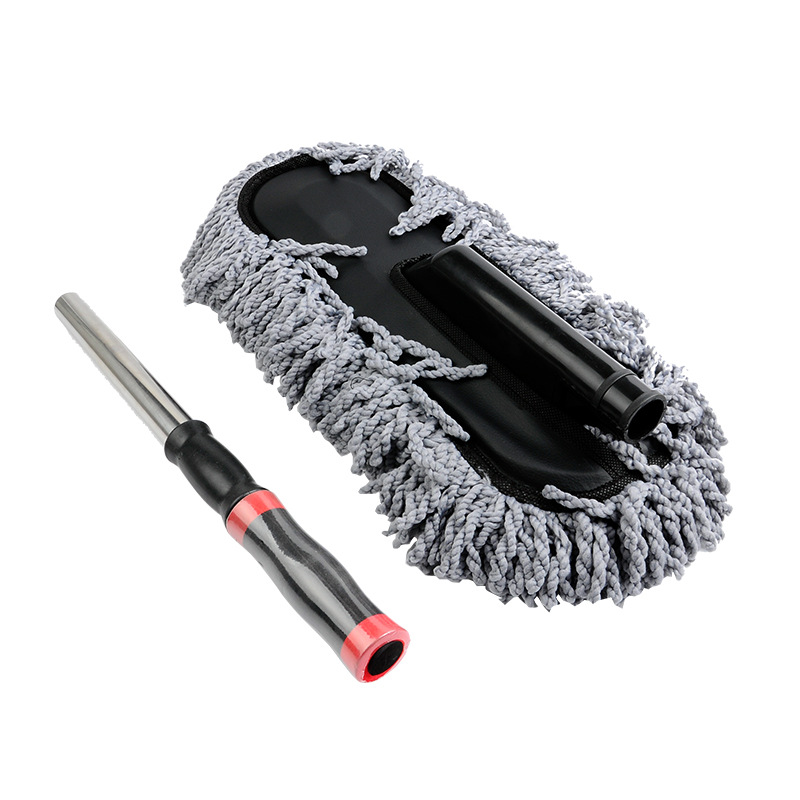 Flat Retractable Stainless Steel Nano Wax Handle Microfiber Cleaning Car Wax Mop Retractable Duster Car Wax Brush