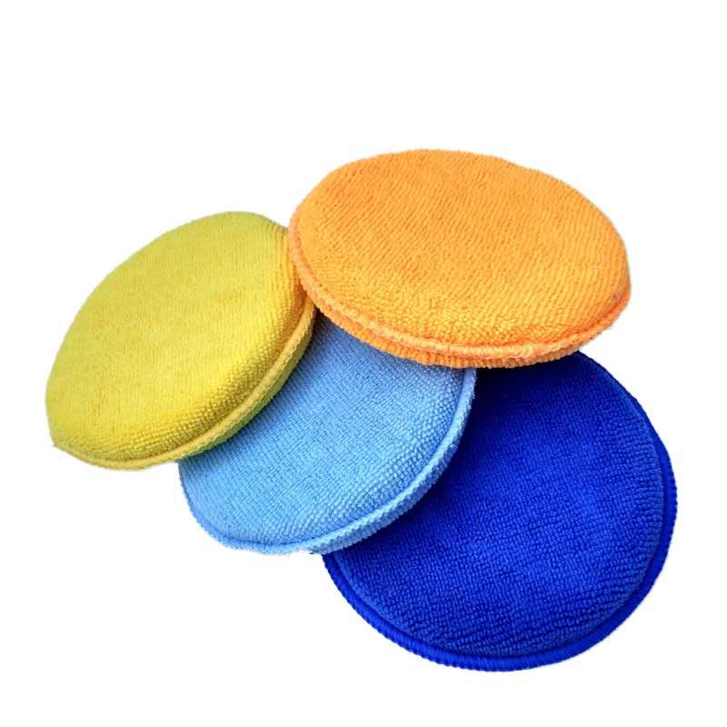 Car hairdressing ultra fine fiber round wax sponge Car special high density cleaning towel blanking light cake