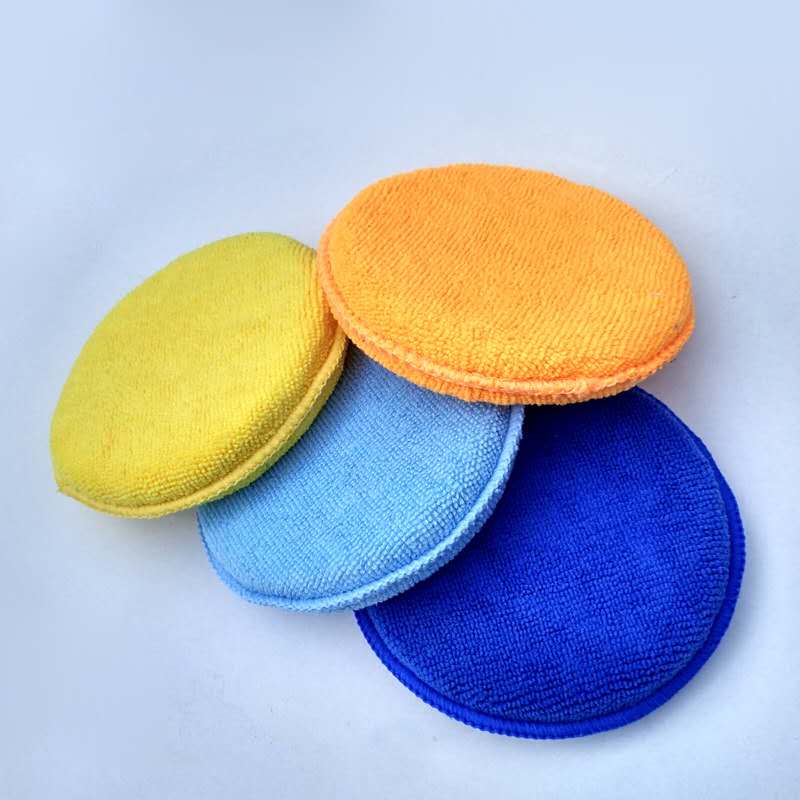 Car hairdressing ultra fine fiber round wax sponge Car special high density cleaning towel blanking light cake