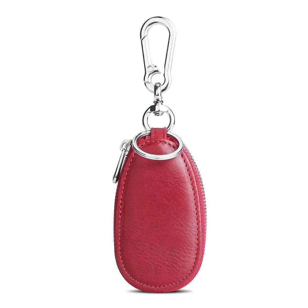 Retro Oil Wax Skin Car Key Case Foreign Trade Genuine Leather Double Zipper Multifunctional Car Key Case Key Bag