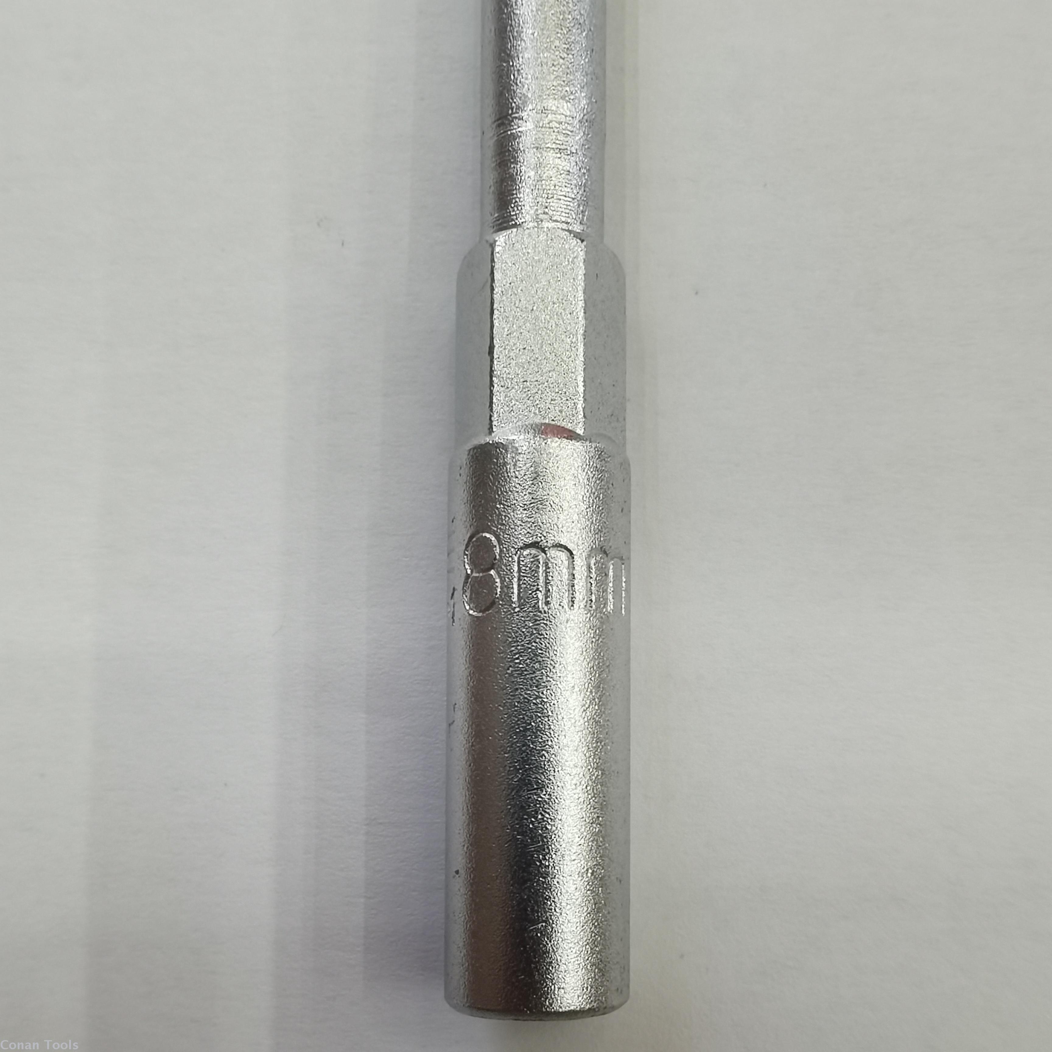 Extended T-shaped socket wrench with matte finish outer hexagon wrench