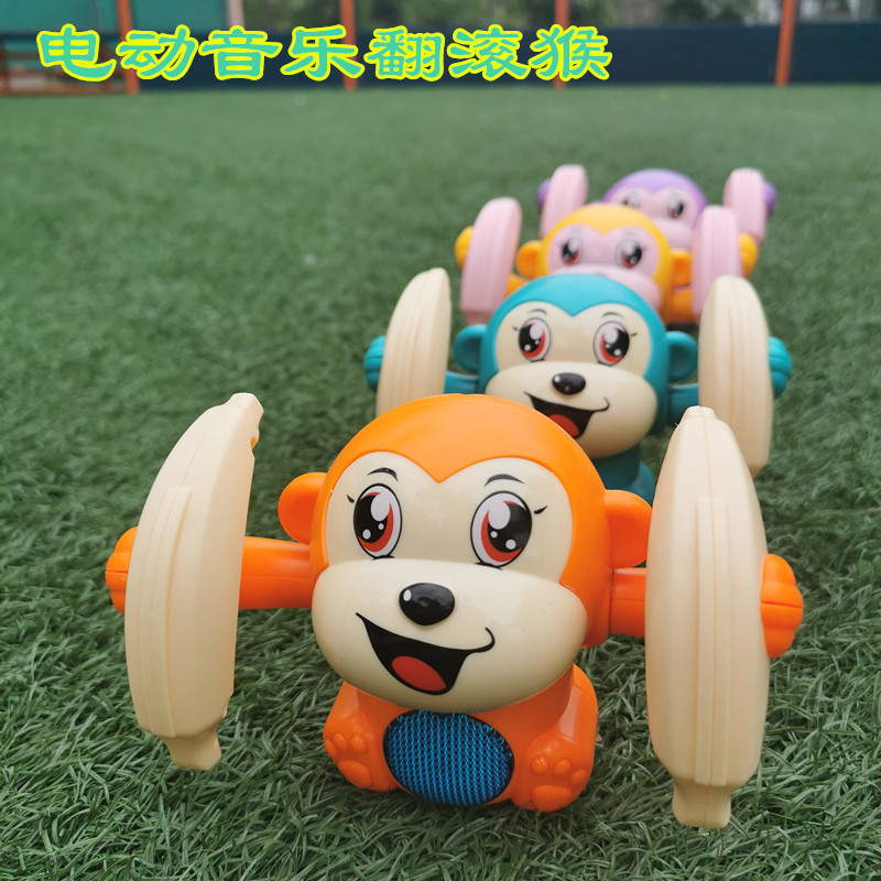 Electric Toy Tumbling Monkey VoiceControlled Light Music Tumbling Bucket Early Childhood Education Baby Crawling Toy