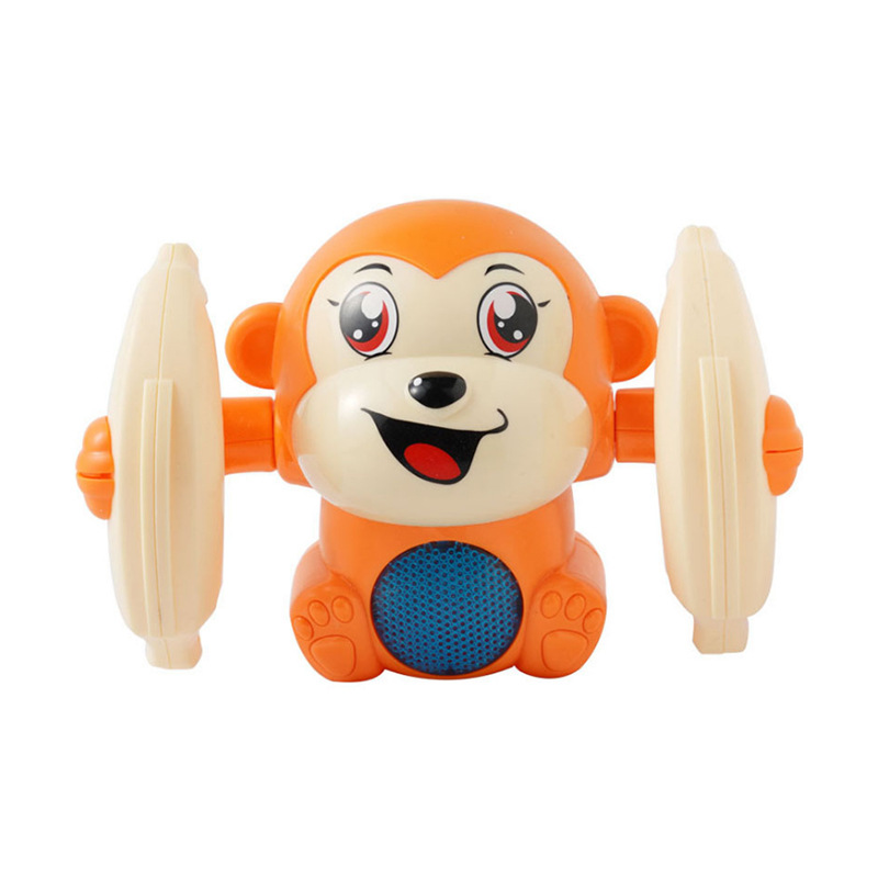 Electric Toy Tumbling Monkey VoiceControlled Light Music Tumbling Bucket Early Childhood Education Baby Crawling Toy