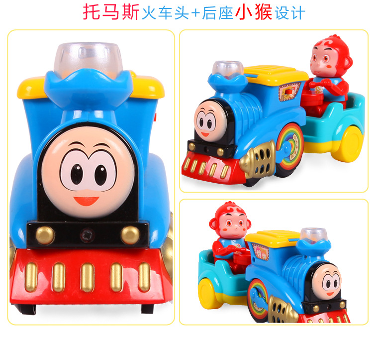 Cartoon Electric Roller Coaster Track Train Toy Viaduct Track Car Little Monkey Light Music Car