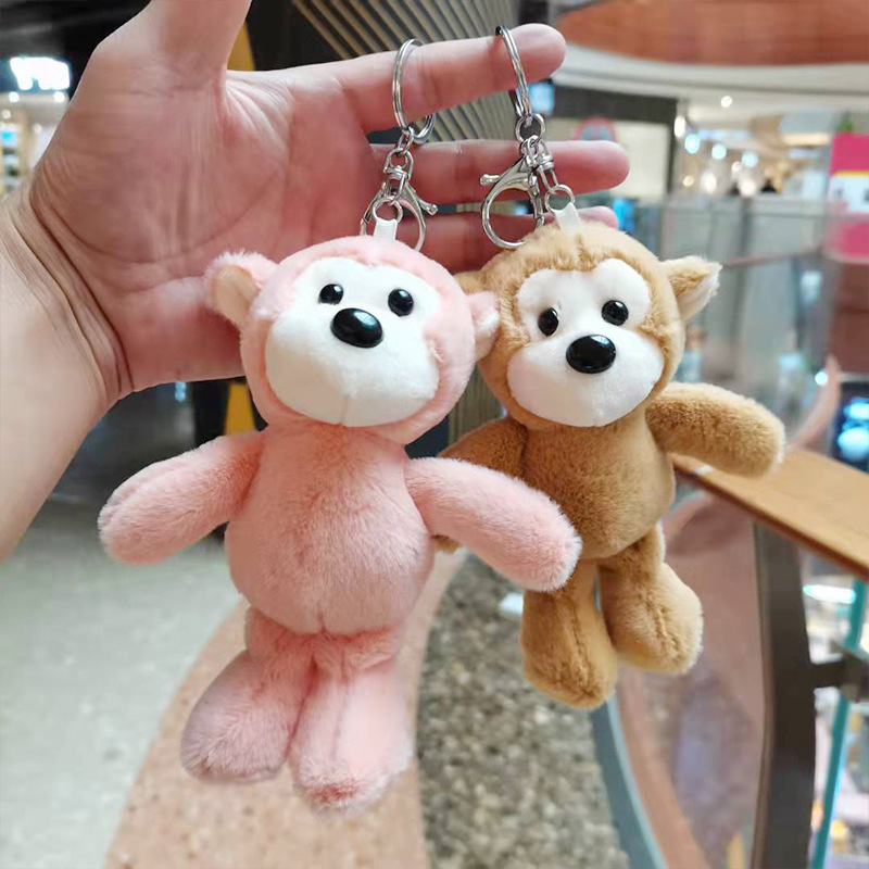 Cartoon Little Monkey Doll Keychain Cute Doll Puppet Schoolbag Pendant Crane Machines Doll Gift Plush Toy