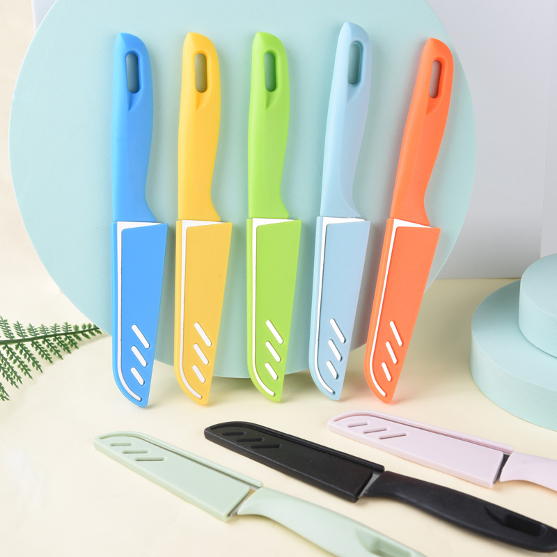 Stainless Steel Fruit Knife Plastic Kitchen Worker Lightweight Candy Colored Tape Suit Whole Vegetable Slice Peeling