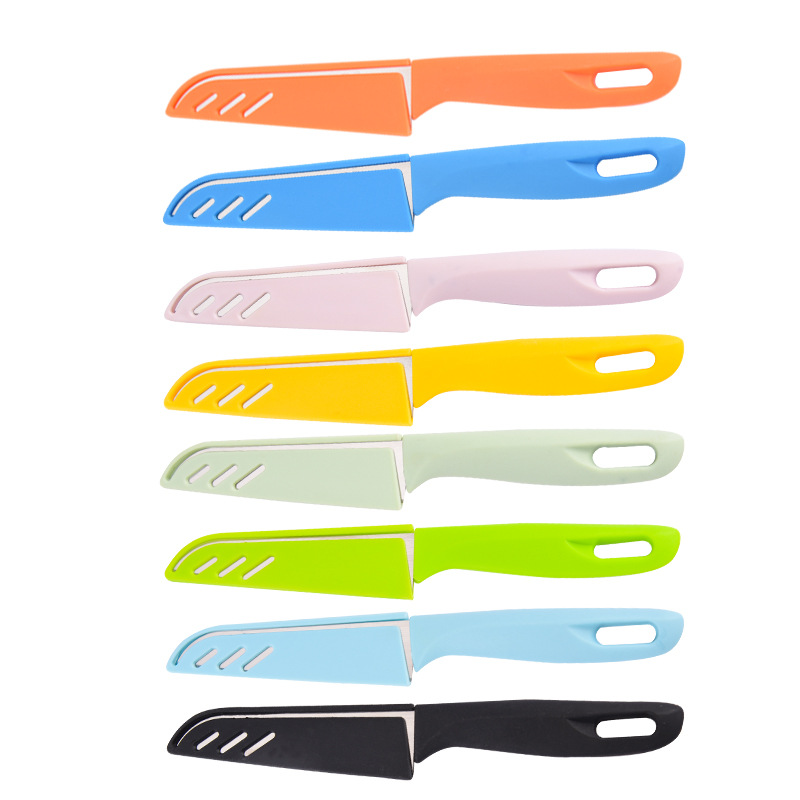 Stainless Steel Fruit Knife Plastic Kitchen Worker Lightweight Candy Colored Tape Suit Whole Vegetable Slice Peeling