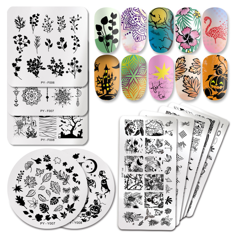 Art Stainless Steel Printing Board Blue Tape Steel Plate Geometric Flower Series Painted Print Transfer Print Template