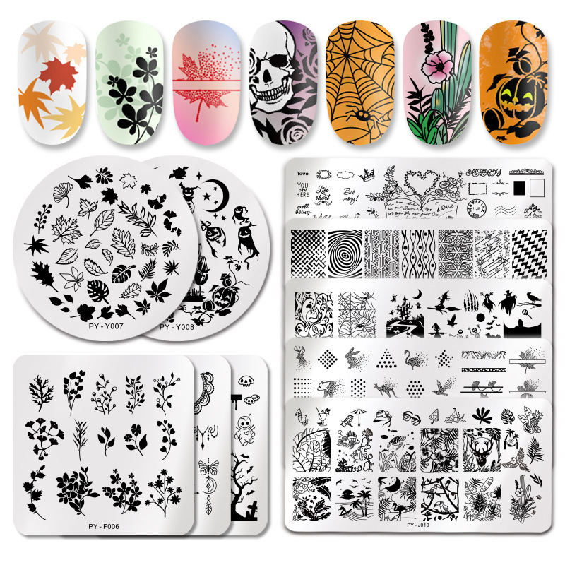 Art Stainless Steel Printing Board Blue Tape Steel Plate Geometric Flower Series Painted Print Transfer Print Template