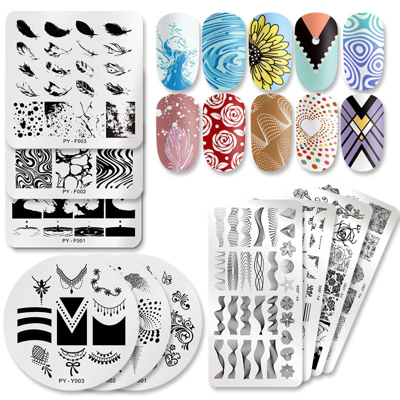 Art Stainless Steel Printing Board Blue Tape Steel Plate Geometric Flower Series Painted Print Transfer Print Template