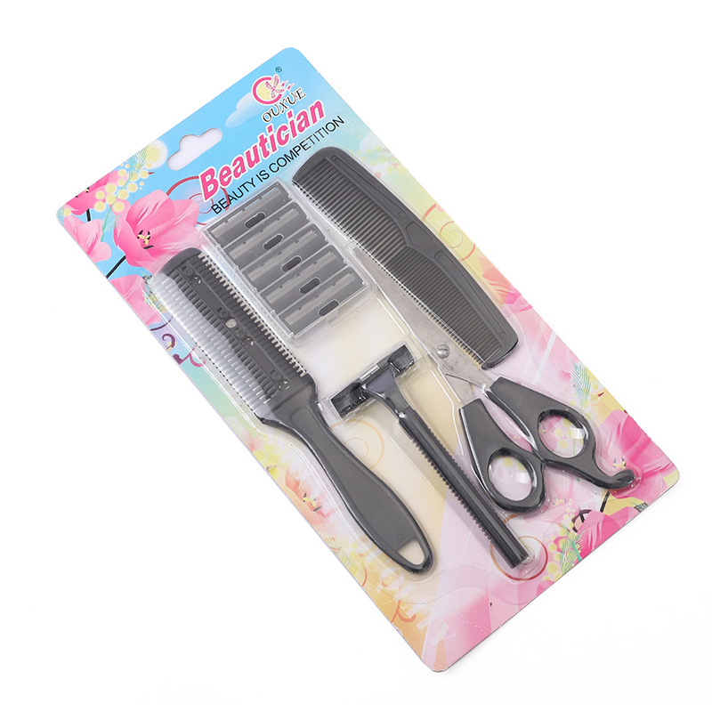 Supply two-sided knife hair cutting comb + flat comb knife head, 5 pieces of scissors set hair tools wholesale