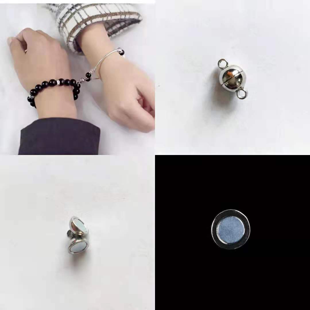 Fashion DIY Ornament Accessories 8mm Zinc Alloy Magnet Suction Glossy Round Ball Strap Buckles Necklace Bracelet Couple Buckle