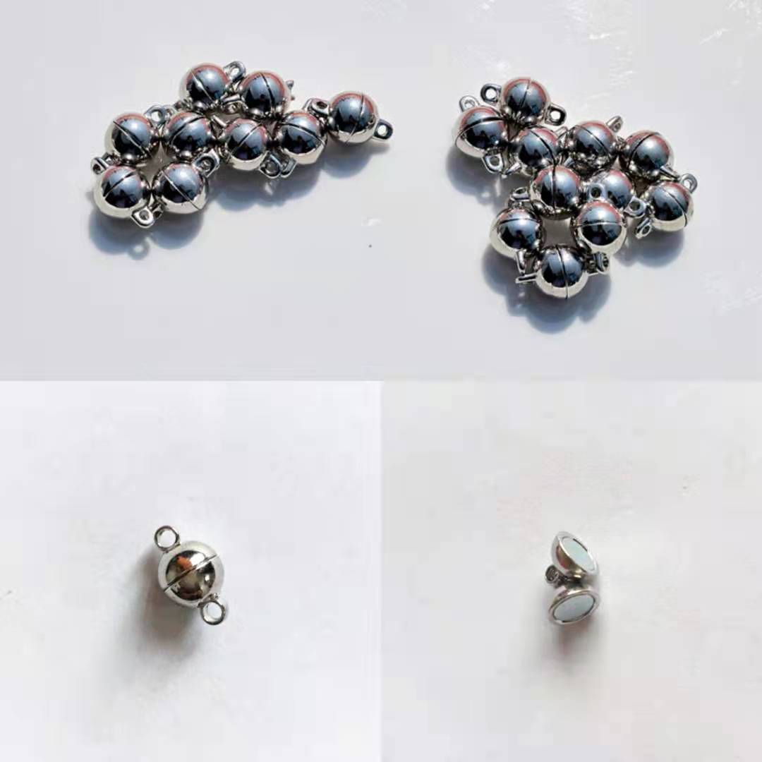 Fashion DIY Ornament Accessories 8mm Zinc Alloy Magnet Suction Glossy Round Ball Strap Buckles Necklace Bracelet Couple Buckle