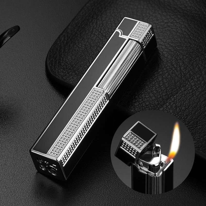 Internet Celebrity High-End Gas Lighters Grinding Wheel Type Small Exquisite Side Pulley Metal Lighter Oblique Fire Creative Personality Male
