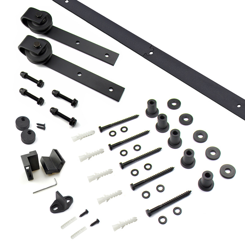 J-Type Barn Door Hanging Rail Aluminum Alloy Sliding Door Mute Guide Rail Hardware Accessories Sliding Door Track Hanging Wheel Pulley