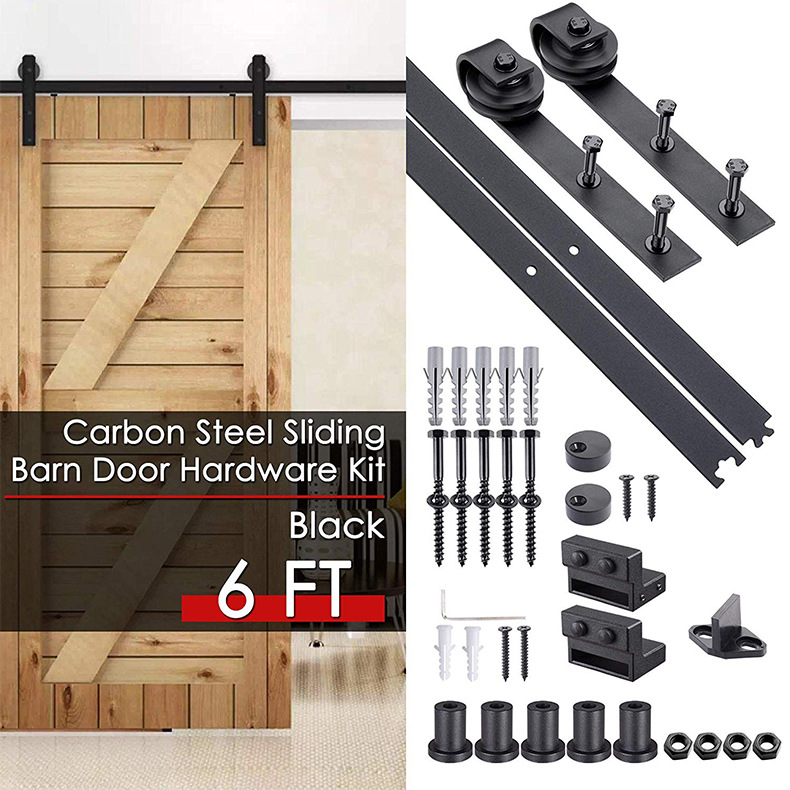J-Type Barn Door Hanging Rail Aluminum Alloy Sliding Door Mute Guide Rail Hardware Accessories Sliding Door Track Hanging Wheel Pulley