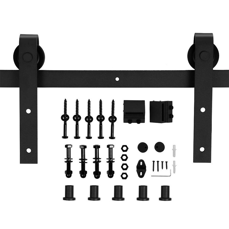 J-Type Barn Door Hanging Rail Aluminum Alloy Sliding Door Mute Guide Rail Hardware Accessories Sliding Door Track Hanging Wheel Pulley
