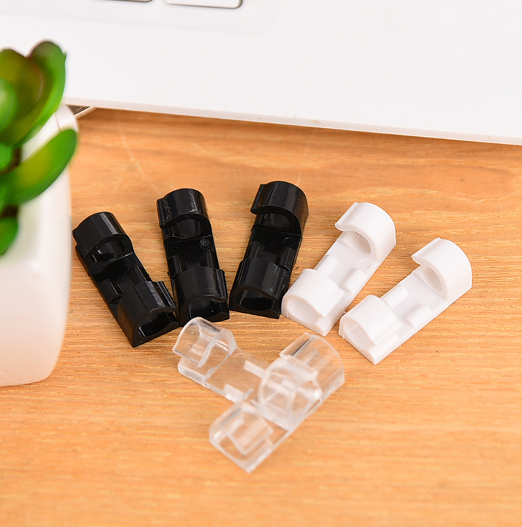 Self-Adhesive Wire Cord Manager Fixing Clip Cable Clamp Network Cable Organizing Box Data Cable Fastening Clamp 20 Pack