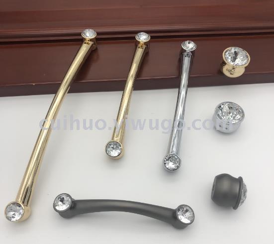 Factory Direct Sales Light Luxury Solid Chinese Wardrobe Door Handle Diamond American Drawer Handle Furniture Hardware Spot
