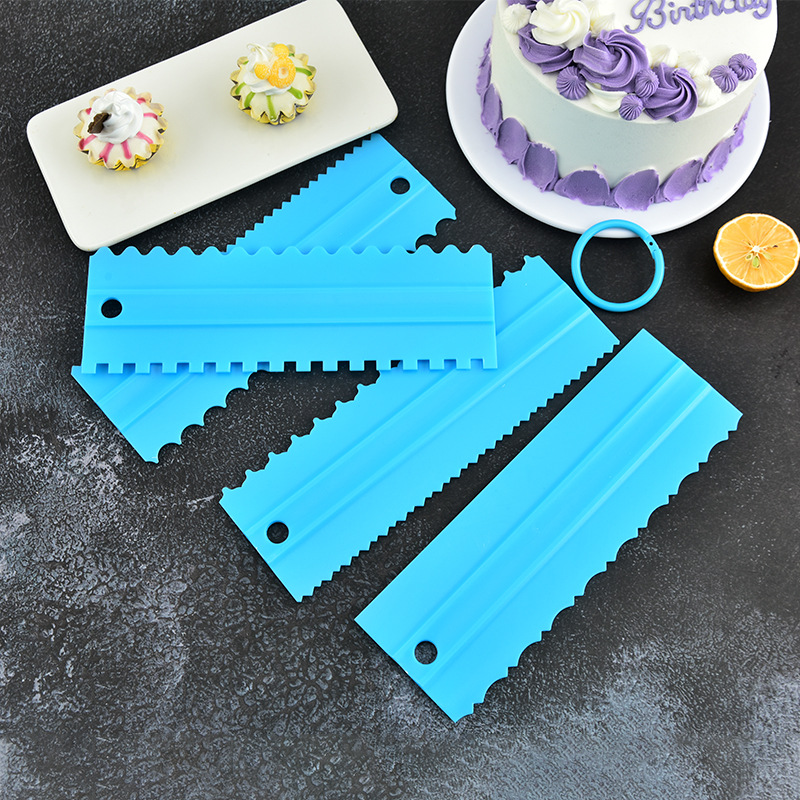 Cream Lengthened Scraper 4-Piece Cake Cream Scraper Saw Knife Scraper Baking Tool Double-Sided Available