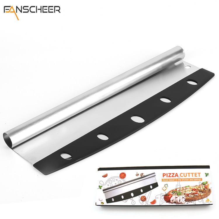 Factory Straight Pizza Machete Stainless Steel Pizza Cutter Semicircle Curling Shaving Knife Baking Tool Pizza Scraper