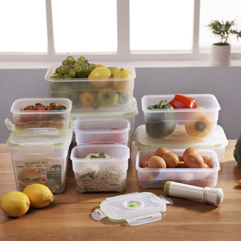 Vacuum Crisper Suction Sealed Box Student Office Worker Portable Food Bento Box Transparent Plastic Box Wholesale