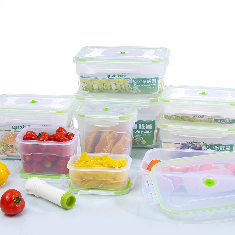 Vacuum Crisper Suction Sealed Box Student Office Worker Portable Food Bento Box Transparent Plastic Box Wholesale