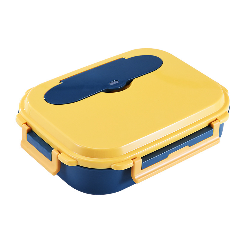 Student 304 Stainless Steel Insulated Lunch Box Japanese-Style Square Sealed Crisper Double-Layer Water Bento Box