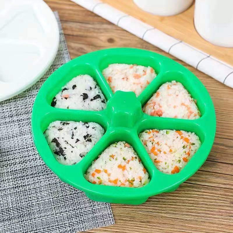 Green Triangle Rice Ball Mold Japanese Sushi Bento Box Six-in-One Children&#039;s Favorite Kimbap Making Tools