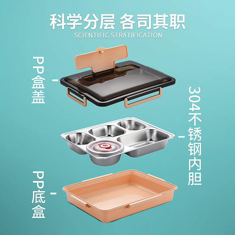 Bento Box  Insulation Lunch Box for Students 304 Stainless Steel Portable Lunch Box for Office Workers