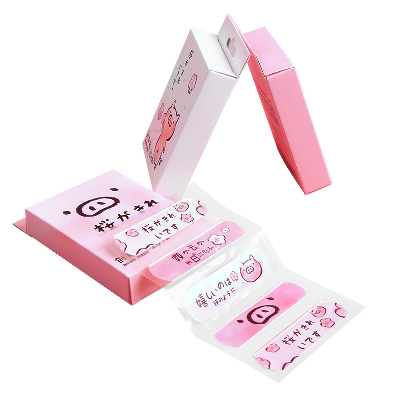 Adorable Cartoon Little Pig 20 Pieces Boxed Band-Aid Compact and Portable Decorative Sticker Student Outdoor Carry Adhesive Bandage