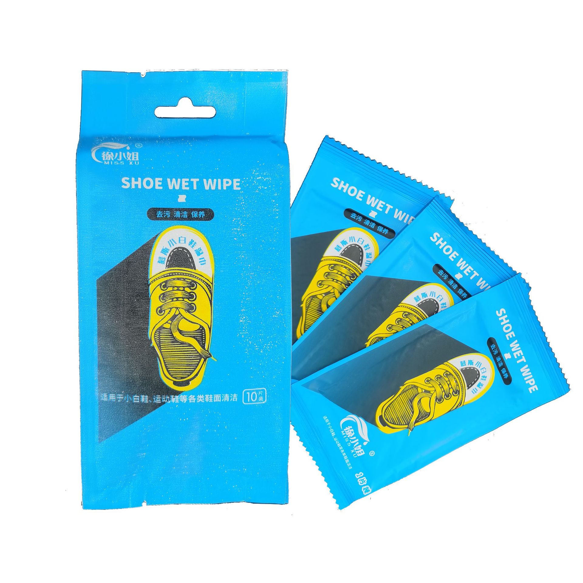 White Shoes Portable Wet Tissue for Shining Shoes 10 Pieces Independent Packaging White Shoes Cleaning Wipe OEM Customization