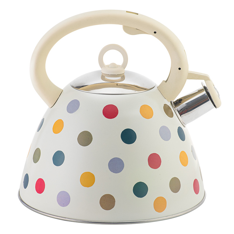 New Spray Color Polka Dot Whistling Kettle Amazon Cross-Border Sound Kettle Kitchen Hotel Restaurant Water Pot 3L