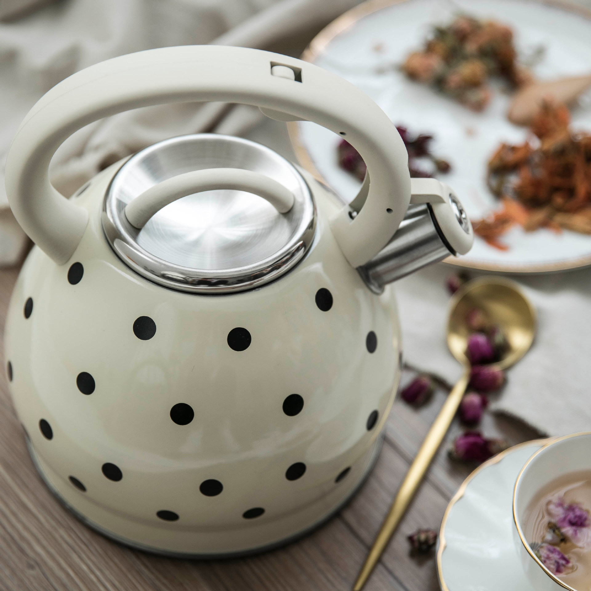 Hemispherical Sound Kettle 3.5L Stainless Steel Non-Magnetic Flat Pot Spray Ribbon Dot Whistle Water Pot Batch