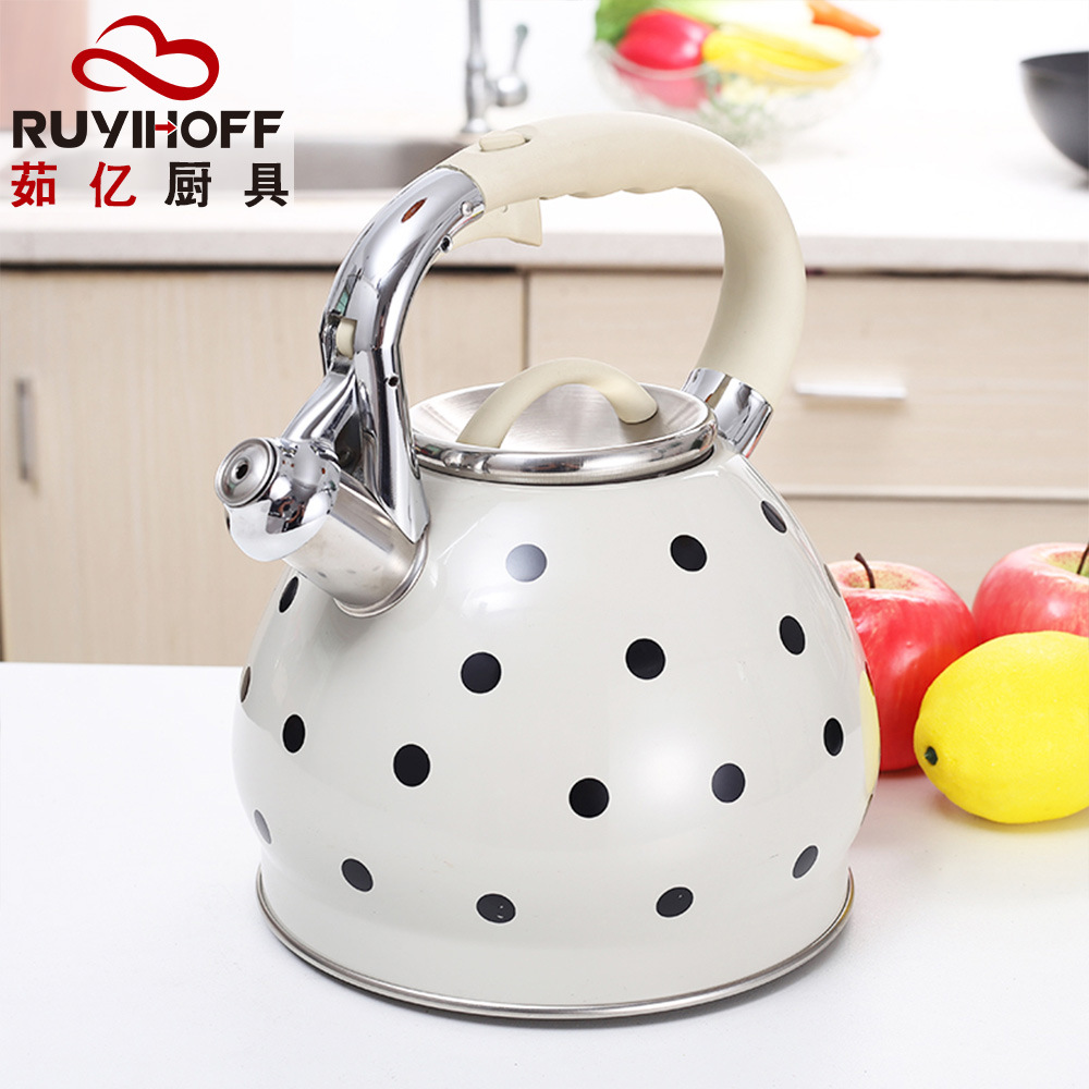 Hemispherical Sound Kettle 3.5L Stainless Steel Non-Magnetic Flat Pot Spray Ribbon Dot Whistle Water Pot Batch