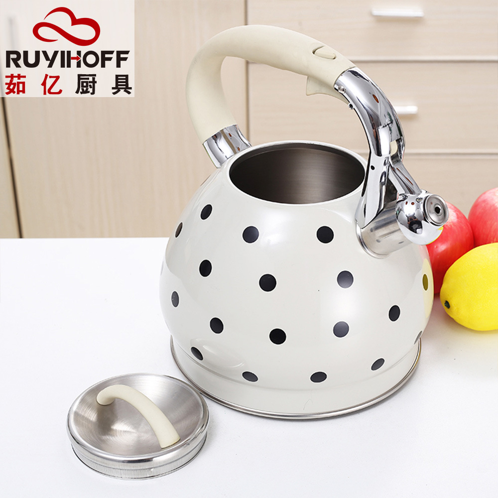 Hemispherical Sound Kettle 3.5L Stainless Steel Non-Magnetic Flat Pot Spray Ribbon Dot Whistle Water Pot Batch