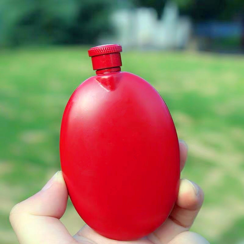 304 Stainless Steel Wine Pot Oval Portable Hip Flask Spray Paint Macaron Portable White Spirit Bottle Mini Goose Egg Pot