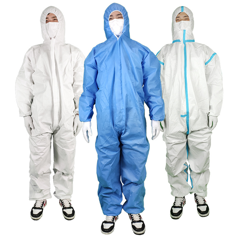 Disposable Protective Clothing Non-Woven Fabric SF Breathable Film SMS Film Waterproof One-Piece Hooded Pp Isolation Protective Clothing