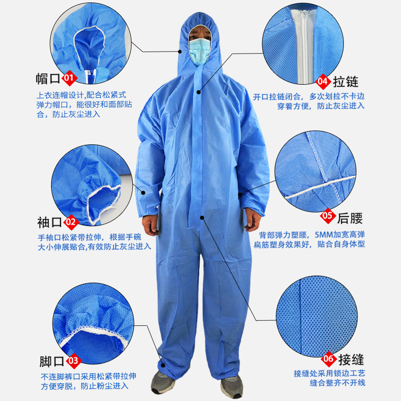 Clothing NonWoven DustProof Clothing Enzyme Bath Paint Spraying Clothing Hooded Overalls Pig Farm Farm Isolation