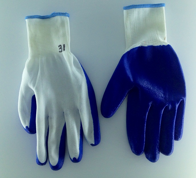 Labor insurance dipped gloves work wear non slip rubberized nylon nitrile gloves site