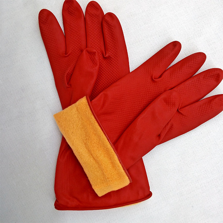PU short cotton pure color latex gloves thickened to keep warm labor protection, household gloves kitchen clean waterproof durable gloves