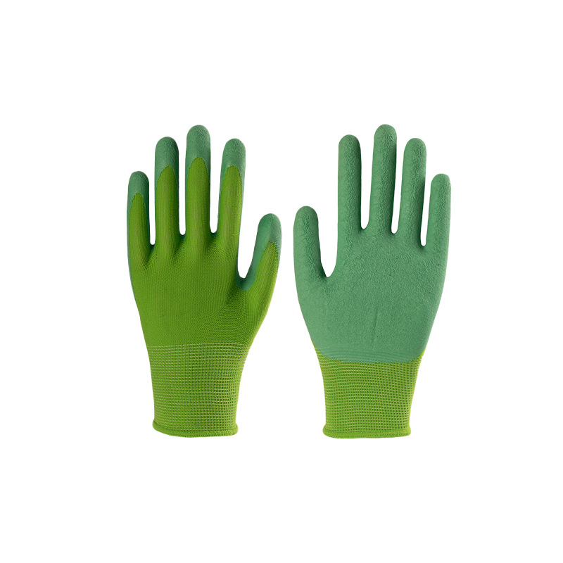 Green Yarn Labor Protection Gloves 13-Pin Flat Hanging Labor Protection Gloves Latex Gloves Industrial Labor Insurance Rubber Latex Gloves