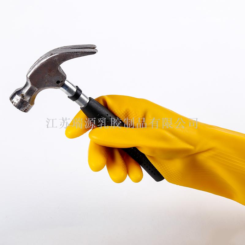 Beef sinew protection, industrial acid and alkali resistant latex gloves clean waterproof oil resistant household gloves 80 g