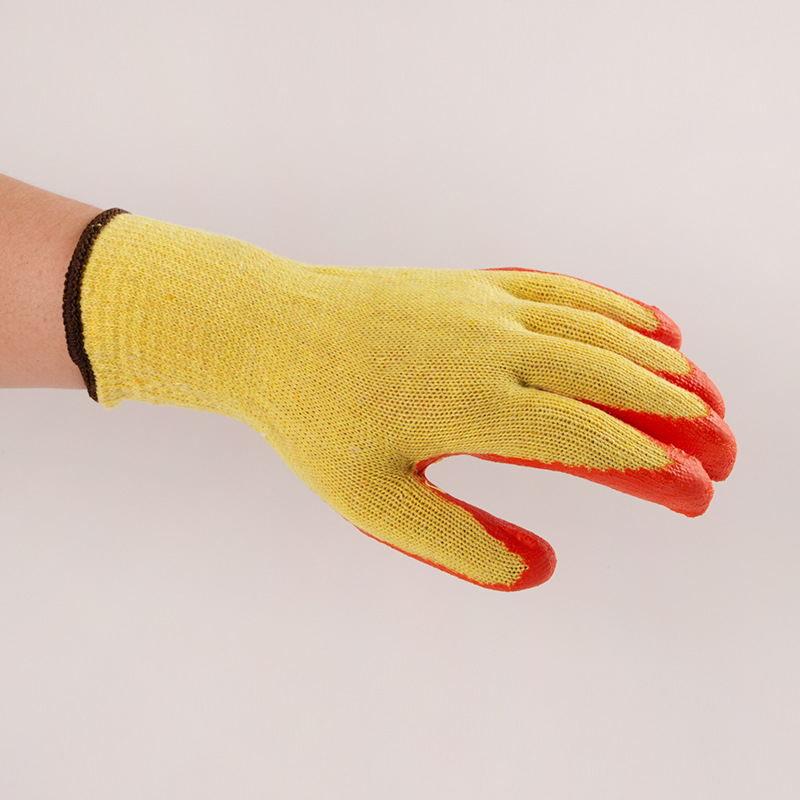10-Pin Flat Hanging Wrinkle Labor Protection Gloves Yellow Labor Protection Latex Gloves Construction Site Protection Worker Gloves Wholesale