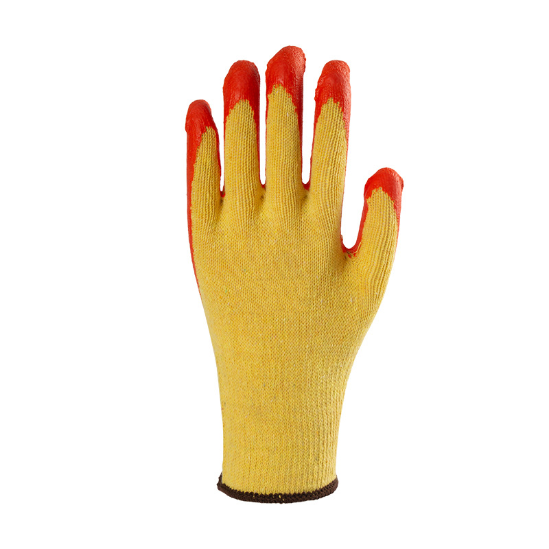 10-Pin Flat Hanging Wrinkle Labor Protection Gloves Yellow Labor Protection Latex Gloves Construction Site Protection Worker Gloves Wholesale