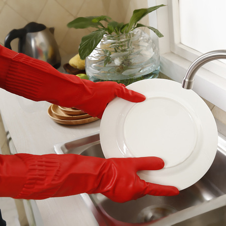 38cm extension latex gloves for kitchen washing and washing dishes red household gloves household gloves 100g