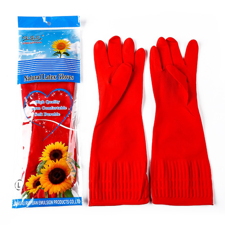 38cm extension latex gloves for kitchen washing and washing dishes red household gloves household gloves 100g