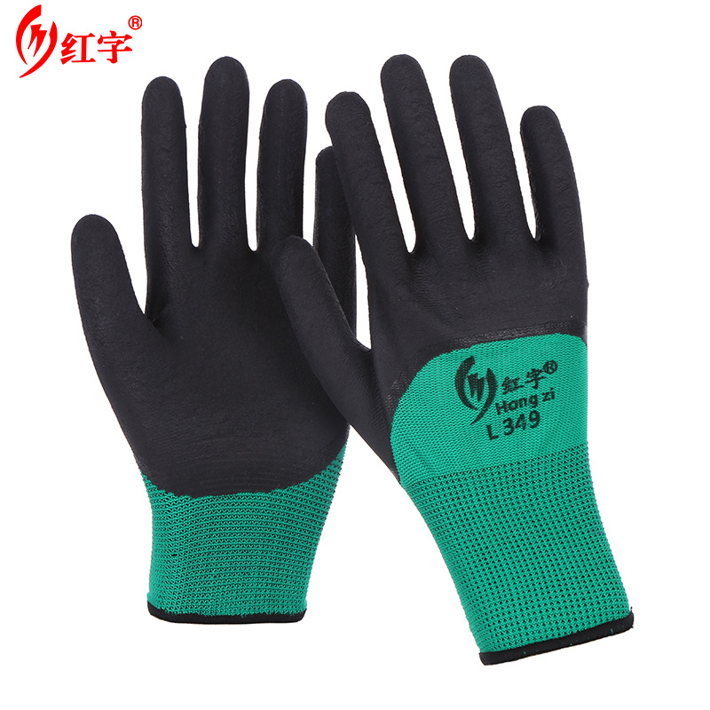 13 needle nylon foam semi-hanging gloves site work protection latex gloves wearing-resistant hand protection wholesale